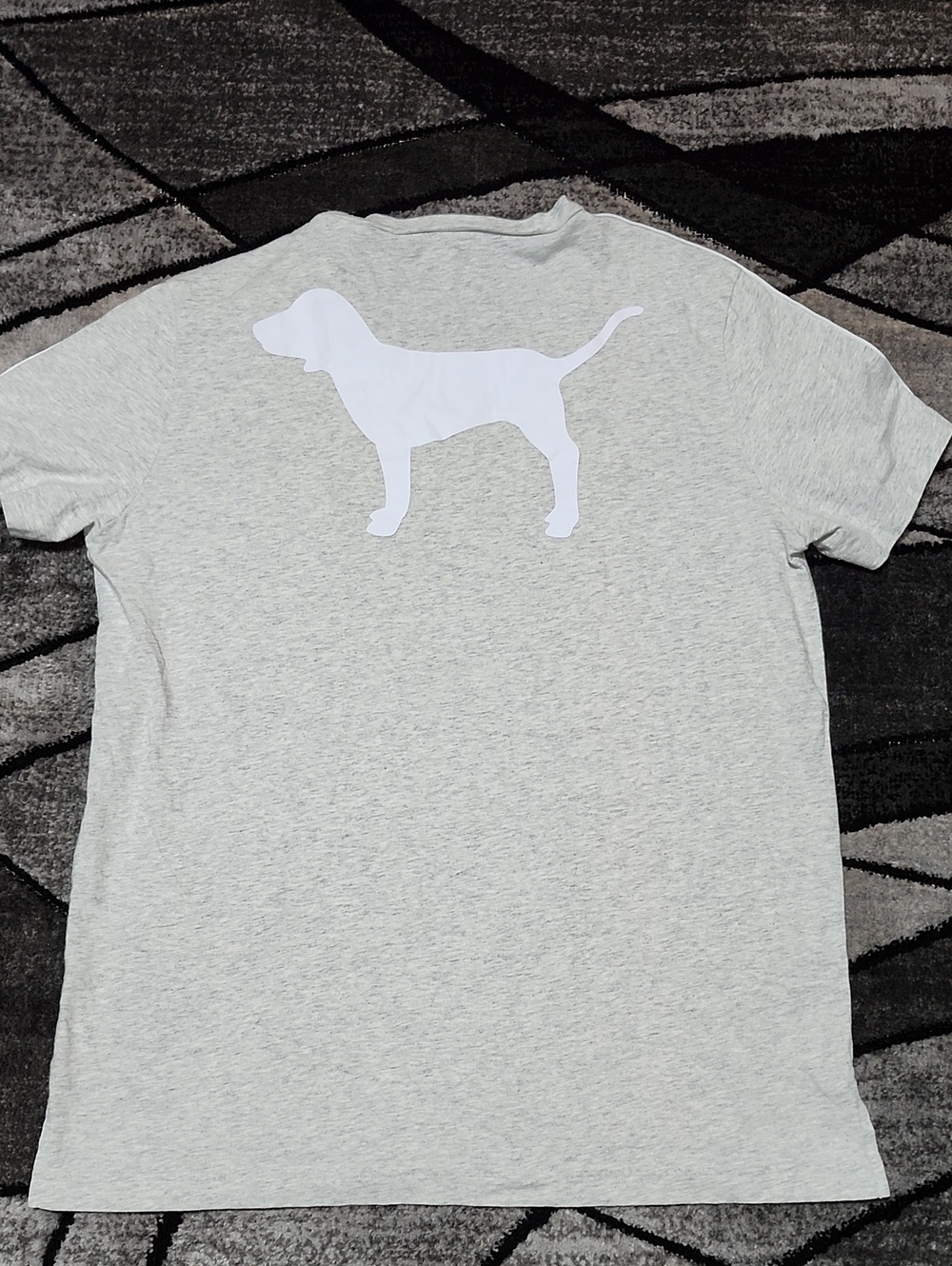 VS PINK 2019 CAMPUS CREW HEATHERED DOG LOGO TAPING SHORT-SLEEVE T-SHIRT